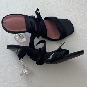 Gucci Black and Clear Strappy Heels